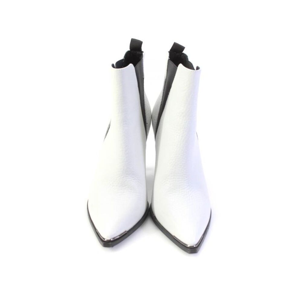 Acne Womens Pointed Toe Stiletto Leather Chelsea Ankle Boots Black White 41 11 - Picture 2 of 5